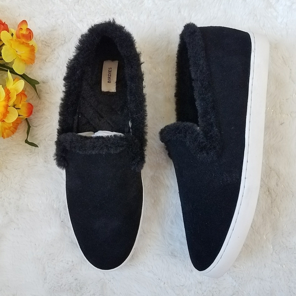 BIRDIES The Swift Black Faux Fur Sneakers